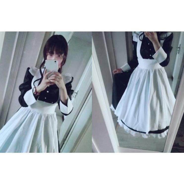 メイド服 コスプレ 長袖 ロング クラシック 可愛い メイド エプロン