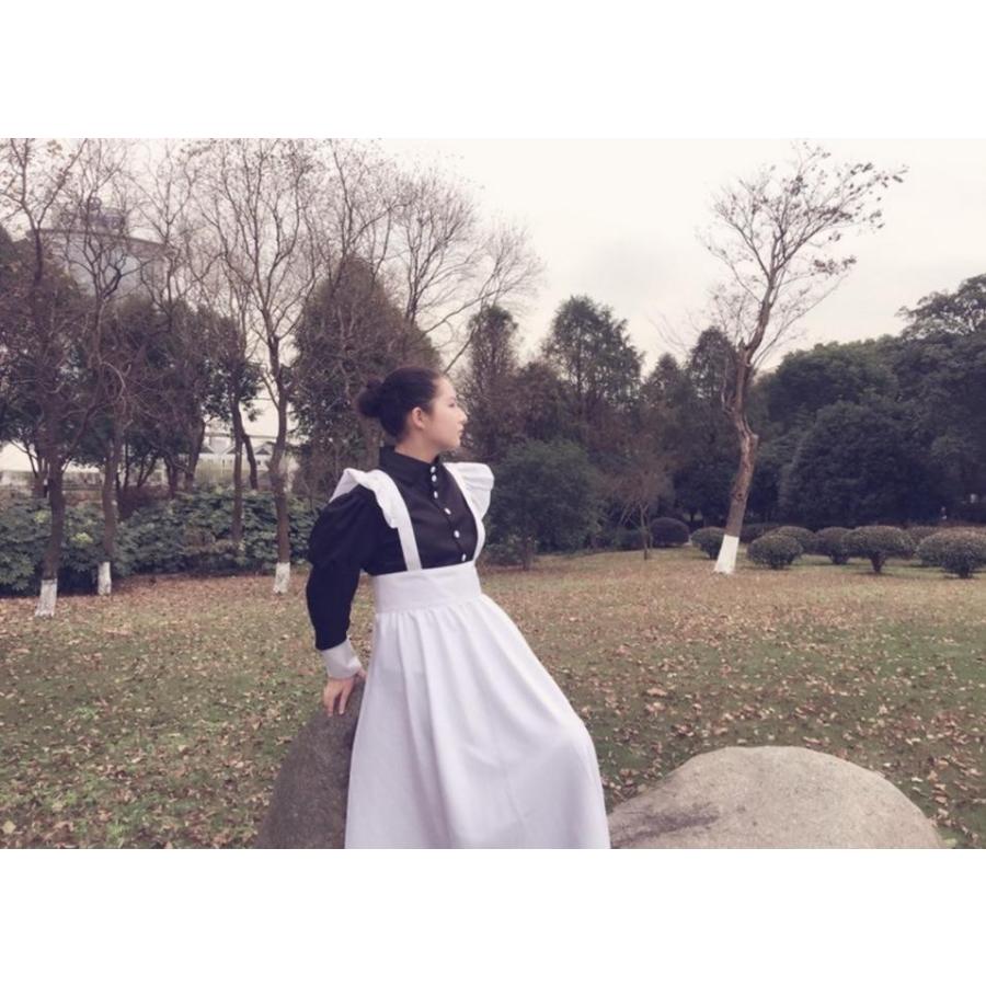 メイド服 コスプレ 長袖 ロング クラシック 可愛い メイド エプロン