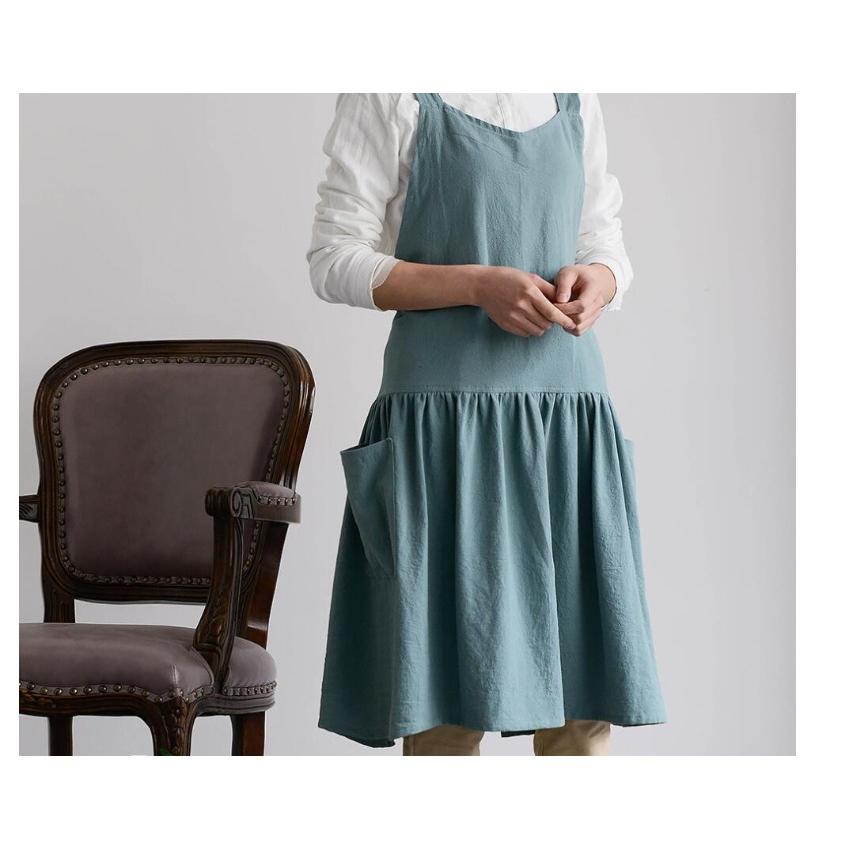 ドレスエプロン ワンピースエプロン おしゃれ かわいい シンプル カフェエプロン リネン 綿 ポケット付き レディース シンプルエプロン ワンピース Sdj15 スマイル静岡 通販 Yahoo ショッピング