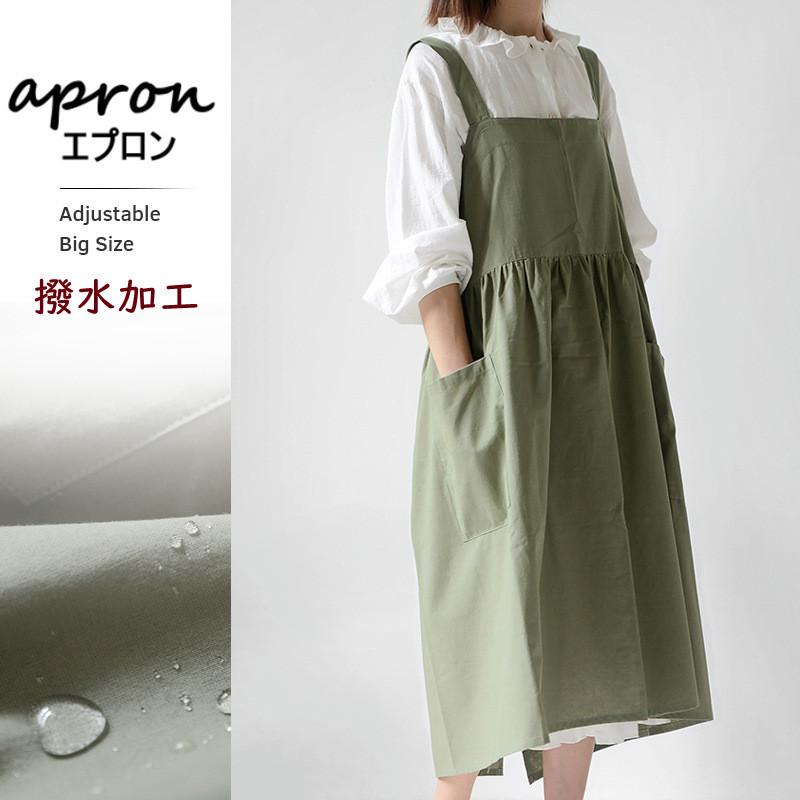 エプロン シンプル 北欧風 ワンピースエプロン 大きいサイズ かぶり