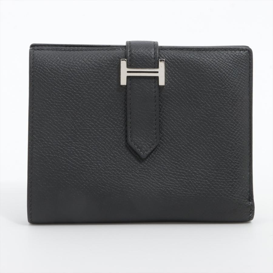 HERMES エルメス ベアンコンパクト  財布 ブラック シルバー金具 Y刻印 2020年の画像