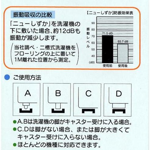 洗濯機用防振ゴム ニューしずか 防振ゴムマット 防振マット 防音マット メール便 送料無料｜smilecube｜02