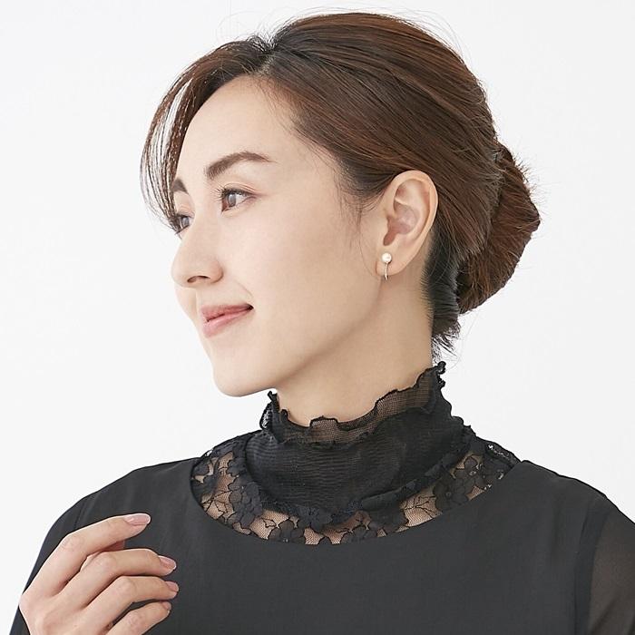 CERVIN 衿もとシルクのレースネックカバー 付け襟 つけ襟 付け衿