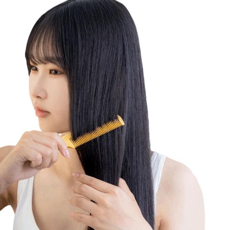 徳安 つげ櫛 美麗椿 手付きくし 小 携帯袋付き TB-710 日本製 椿油