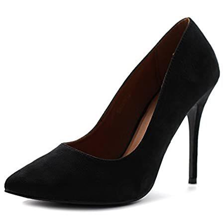 Ollio レディース フェイクスエード ポイントトゥ シューズ ハイヒール マルチカラーパンプス US サイズ: 24 カラー: ブラック