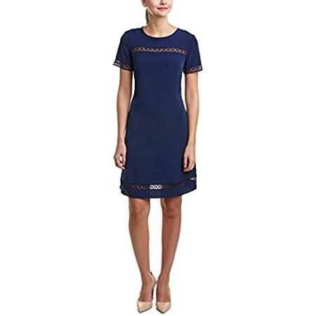 Donna Riccoレディース半袖ソリッドSoho Crepe Shift Dress with Lace Detail カラー: ブルー