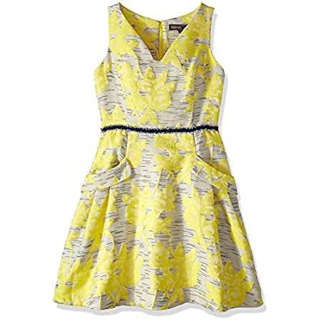 Donna Ricco レディース Vネック 半袖 花柄プリント フィットフレア US サイズ: 14 カラー: イエロー