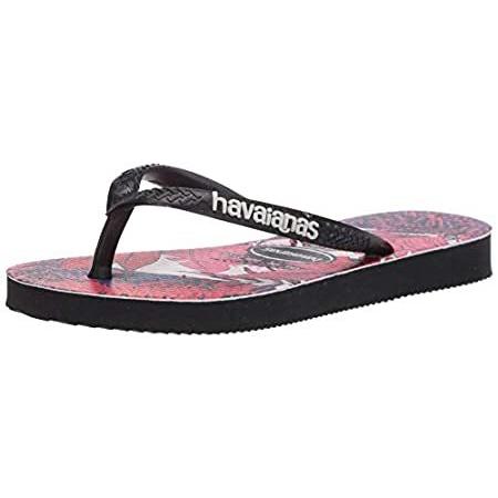 人気アイテム Havaianas Kid's Slim Surf Floral Flip Flop Sandal, Black/White/Red, 11/12 M ビーチサンダル