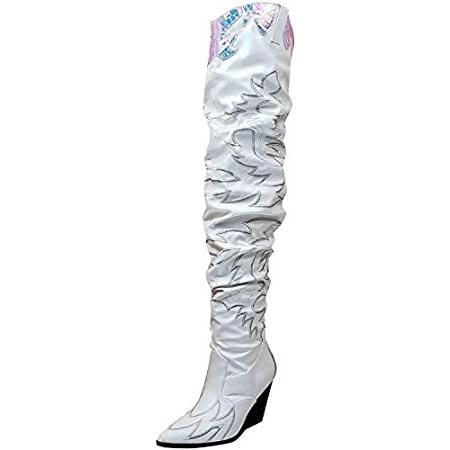 Cape Robbin ロックスター ウェスタンポインテッドスラウチオーバーニーハイブーツ US サイズ: 8.5 カラー: ホワイト