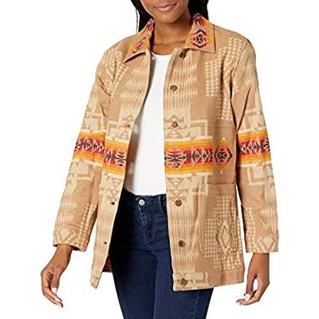 Pendleton レディース ジャカード バーン ジャケット US サイズ: Large カラー: ブラウン PENDLETON（ペンドルトン）の「[ソファカバーとしても◎]PENDLETON