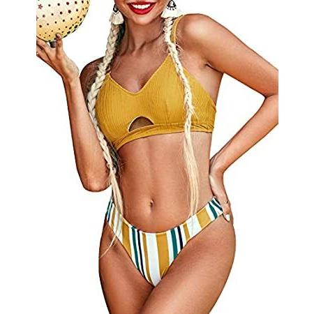 割り引く Cupshe レディース ビキニセット ローライズ ビキニセット Vネック Vネック フロントカットアウト ダブルストラップ ツーピース 水着 水着 Us サイズ Large カ B084qhz5t7 Smiledeal 今ダケ送料無料 の