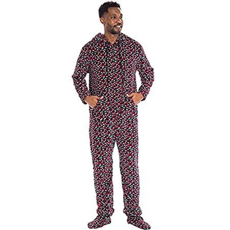 メンズ 暖かい バスローブ ワンジー フリース ワンピース 足付き パジャマ Us 冬 クリスマス ワンジー フード付き カラー