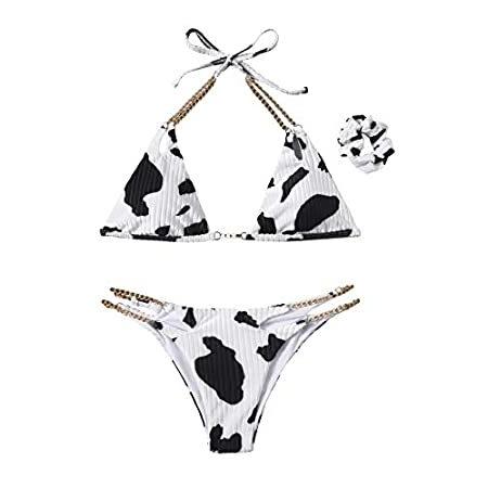 SOLY HUX Women s Cow Print Halter Triangle Top Bikini Set Bathing Suit Swim :B08NPP55XD:SMILEDEAL