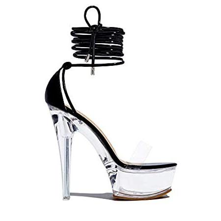 MissHeel クリアプラットフォームセクシーヒールレースアップ US サイズ: 6 カラー: ブラック