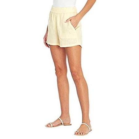 Three Dots Women's Linen Pull On Short, Pastel Yellow, Large