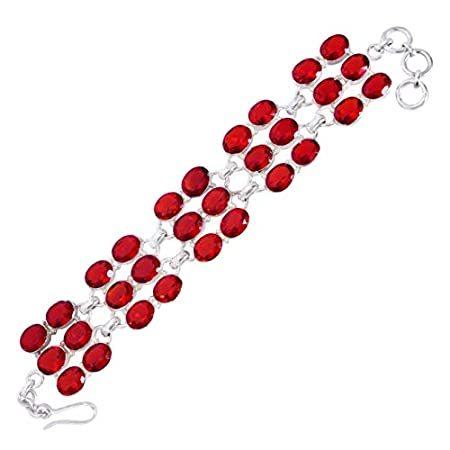 Ravishing Impressions Garnet Quartz Gemstone 925 Solid Sterling Silver Brac