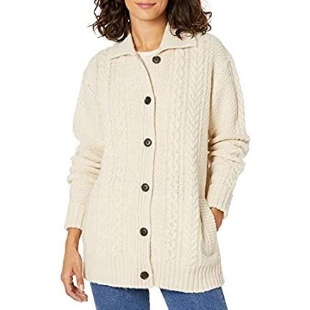 Pendleton Women's Shetland Wool Cabled Fisherman Cardigan Sweater, Birch He