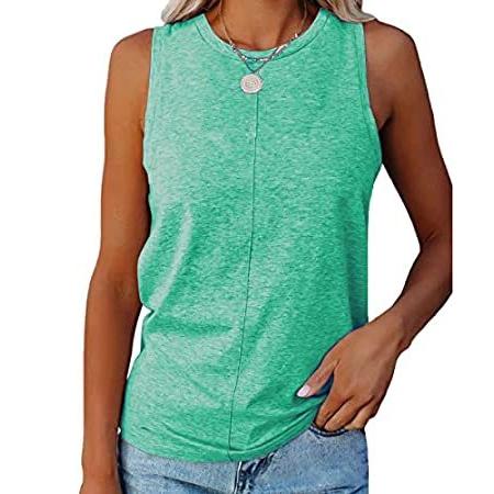 ZIWOCH Womens Tank Tops Crew Neck Sleeveless Tshirts Solid Color Casual Loo