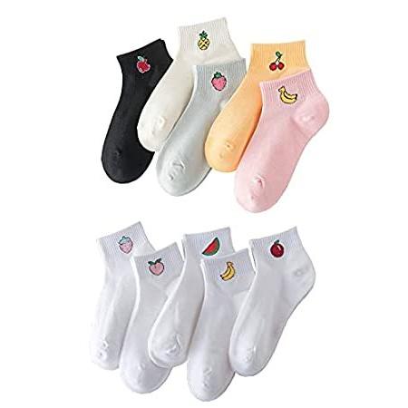 Fruit Embroidered Ankle Socks Funny Low Cut Socks for Women, Lady, Girls, 1