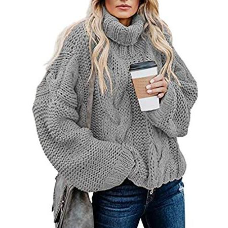 人気スポー新作 Women for Sweater Chunky Casual Womens BLENCOT Solid Turtleneck Knit Color 長袖
