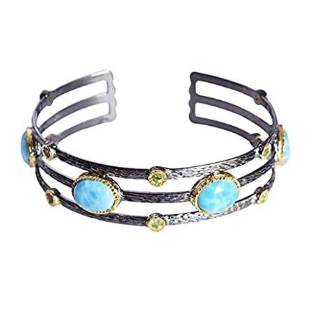 Ravishing Impressions Larimar & Peridot Gemstone 925 Solid Sterling Silver