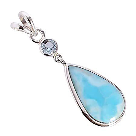 Ravishing Impressions Natural Larimar & Blue Topaz Gemstone 925 Solid Sterl