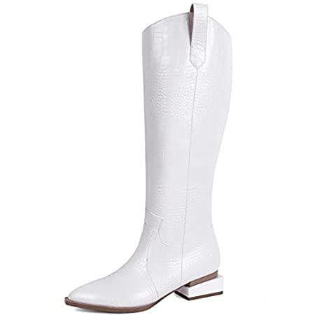 ROTCV White Knee High Boots for Women Western Cowgirl Boots 2022 Fashion Ne