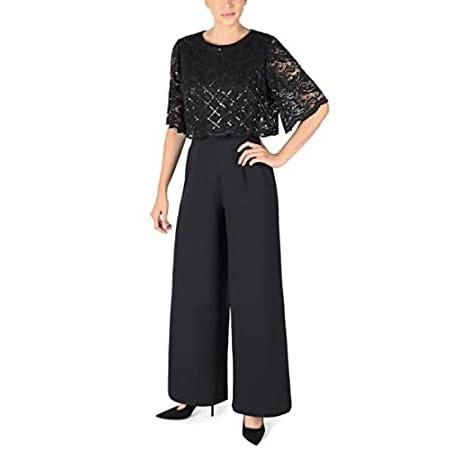 Donna Ricco Lace Overlay Jumpsuit, Black, 10