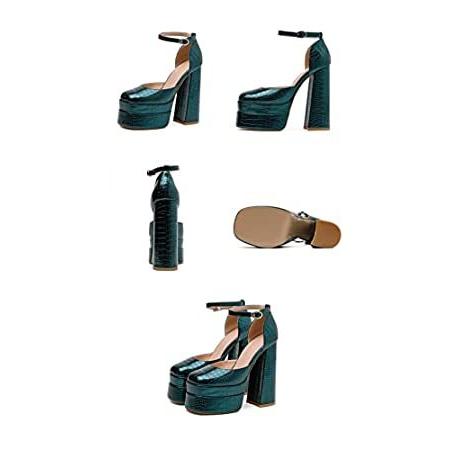 MissHeel Platform Heels for Women Chunky Heel Pumps with Ankle Strap Block