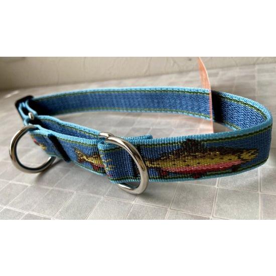 ハーフチョークカラー【Big Fish柄】Lサイズ（48〜68cm）中〜大型犬用25mm幅 LUPINEルパイン 389BLスマイルドッグ