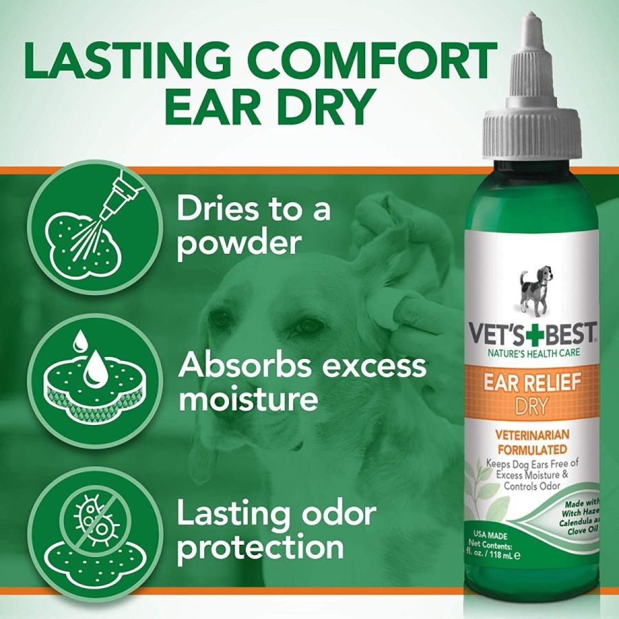 イヤーリリーフウォッシュ＆ドライ2本セット Vet's Best Ear Relief Wash & Dry Set for Dogs 4oz