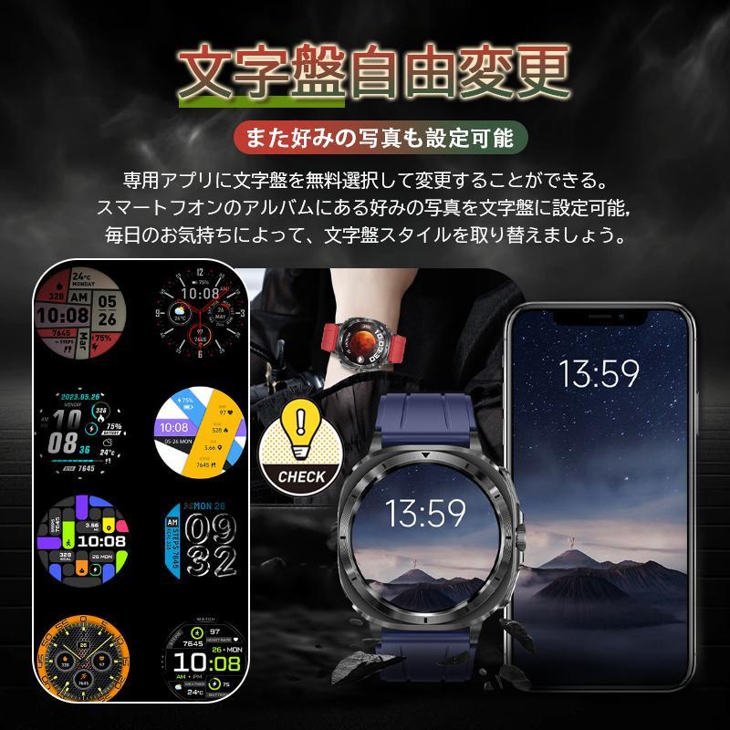 スマートウォッチ 日本製センサー 通話機能 血糖 心電図 血圧 心拍数 SOS 24時間健康管理 血中酸素 運動モード 体温 睡眠 メッセージ マイクロ健康診断 NFCの画像