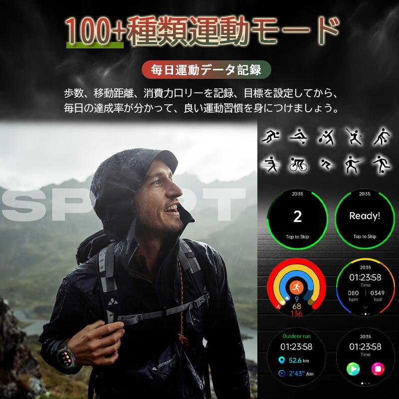 スマートウォッチ 日本製センサー 通話機能 血糖 心電図 血圧 心拍数 SOS 24時間健康管理 血中酸素 運動モード 体温 睡眠 メッセージ マイクロ健康診断 NFCの画像
