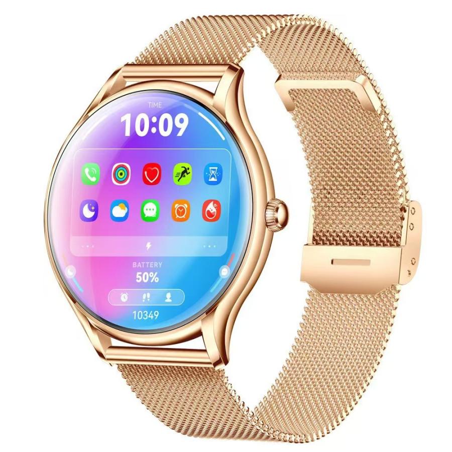 スマートウォッチ 女性腕時計 血圧 血中酸素 生理 健康管理 bluetooth 通話機能 丸型 iPhone/android対応母の日 防水 曲面 プレゼントレディース プレゼントの画像