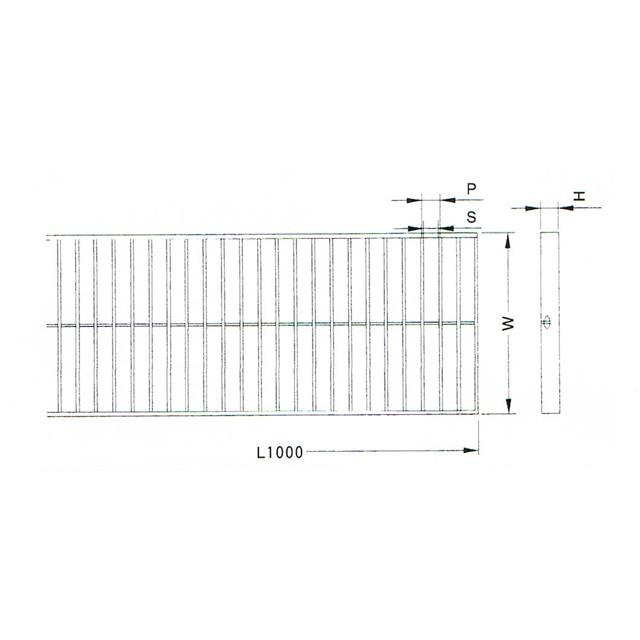 グレーチング　ステンレス製グレーチング　一般用中荷重用　みぞぶた(250mm×20mm)　適正みぞ幅(200mm)　YMFG-250-20