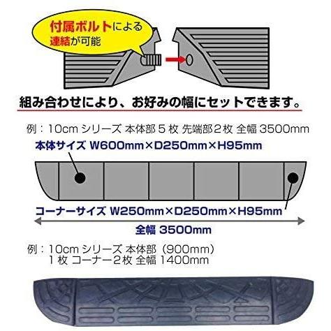 ゴム製段差プレート DANSAのぼるくん 段差10cm用ワイドタイプ 間口4.1ｍ対応 お得な4個+両コーナーセット（国産高品質ゴム 消音段差解消）｜smilegarden-ex｜03