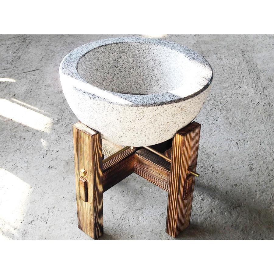 上質で快適 餅つきセット 餅つき用 石臼セット 焼杉台付 親子用杵 2本