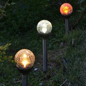 ガーデンライト Earth 3個セット ライトカラー：レインボー 人気のヒビ加工のガラス製 グラス ソーラーライトステンレス製クリスタル｜smilegarden-ex｜02