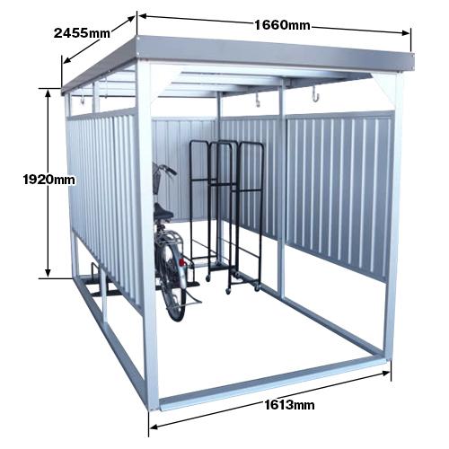 国内生産 自転車置き場 ダイマツ多目的万能物置 DM-14型 サイクルハウスワイドタイプ 幅1660×高さ1920×奥行3053mm