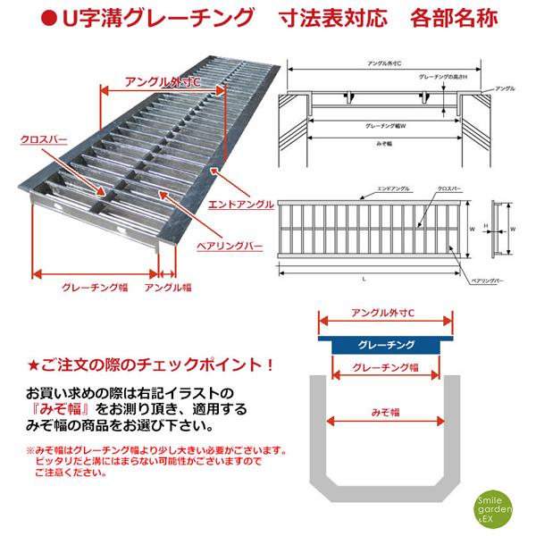 U字溝用グレーチング HGU-300-25 適正溝幅 300mm (適応車種：乗用車