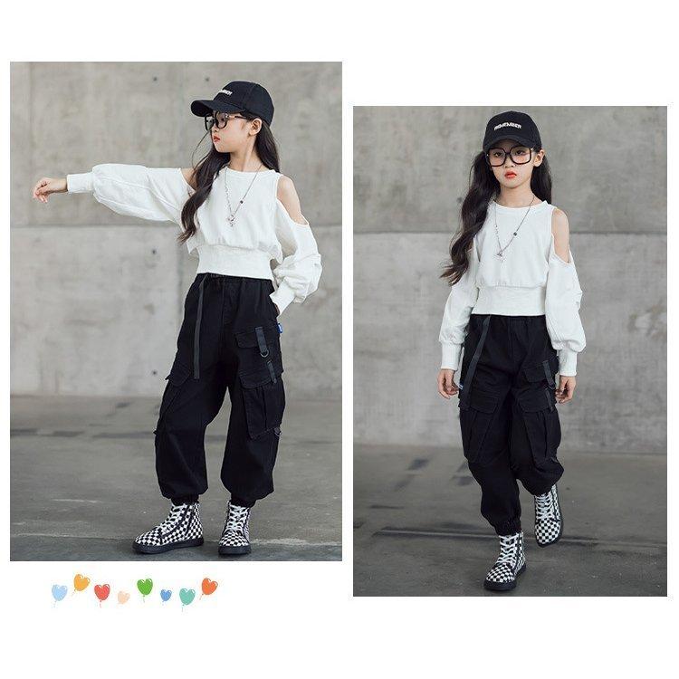 全商品オープニング価格 キッズダンス衣装 ヒップホップ Hiphop キッズ ダンス衣装 タンクトップ トップス 長ズボン パンツ 子供 女の子 チアガール 練習着 団体服 発表会 応援団 Cisama Sc Gov Br