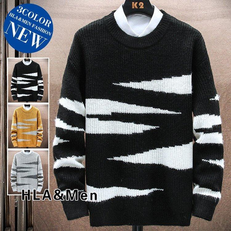 メーカー公式ショップ 長袖ニット メンズ おしゃれ ニット セーター クルーネック カラー配色 トップス 秋冬 カジュアル Ford Tools Co Za