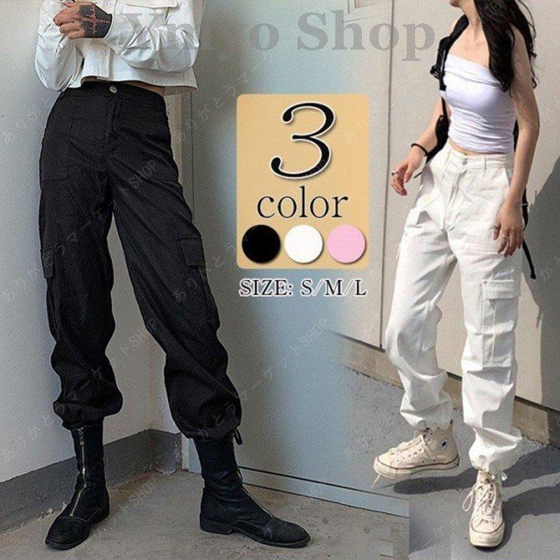 カーゴパンツ レディース ミリタリーパンツ カジュアル ワークパンツ ウエストゴム 春 夏 黒 白 ピンク Ysc6a9 Ceres Store 通販 Yahoo ショッピング