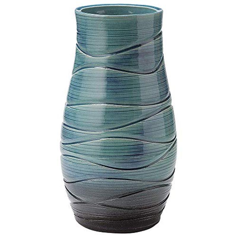 信楽焼 へちもん 花瓶 フラワーベース 大きい 青ガラスウェーブ 陶器 MR-1-2608