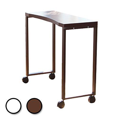 人気特価激安 ネイル テーブル Rカット キャスター付き ブラウン 作業台 ネイル デスク サイド スリム ミニ 平机 偉大な Kuljic Com