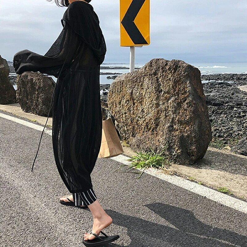 あすつく カーディガン ボレロ 着るだけuv対策 程よい透け感で美肌に魅せる カーディガン ロングカーディガン 薄手 夏 フード付き Free 無地 ミディアム丈 長袖 Uv対策 アクリル フェミニン きれいめ カジュアル 上品 デート 女子会 ママコーデ Www Threeriversofs Com