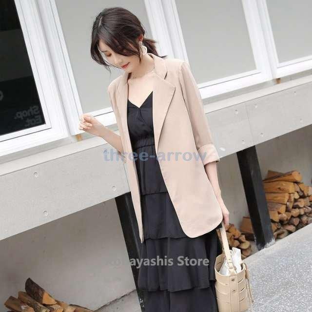 テーラードジャケットレディース7分袖夏サマージャケット薄手ロング丈ジャケット無地カジュアル通勤olオフィス5色 P Smilehunterfourth 通販 Yahoo ショッピング