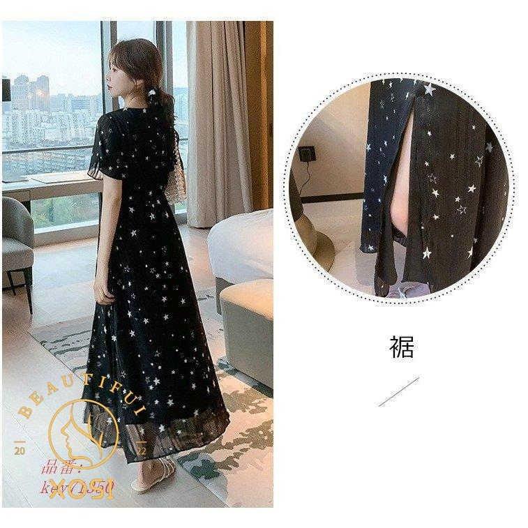 ワンピース レディース 40代ワンピース 通勤 春夏 Vネック 星柄 半袖 30代 オシャレ 50代 結婚式ドレス お出かけ 大人 マキシワンピース シフォンワンピース 大きな割引