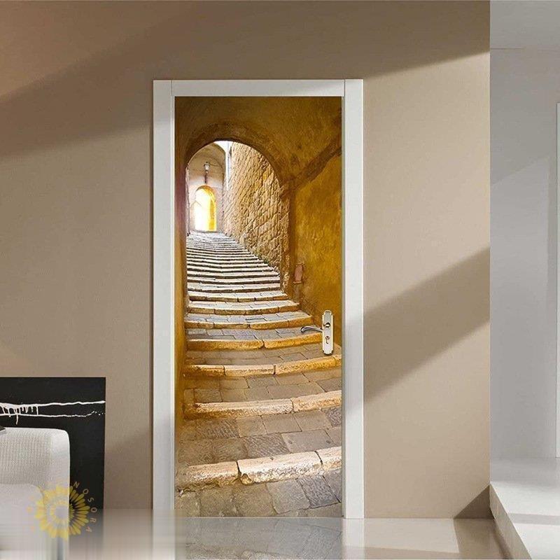 ウォールステッカー ドア シール 貼ってはがせる 室内用ドア装飾シート 防水シール 部屋 ドアシート 3d ドア壁紙 Diy おしゃれ 復古 石階段 飾り Uubci67imm ウォールデコレーション Www Alexandranechita Com