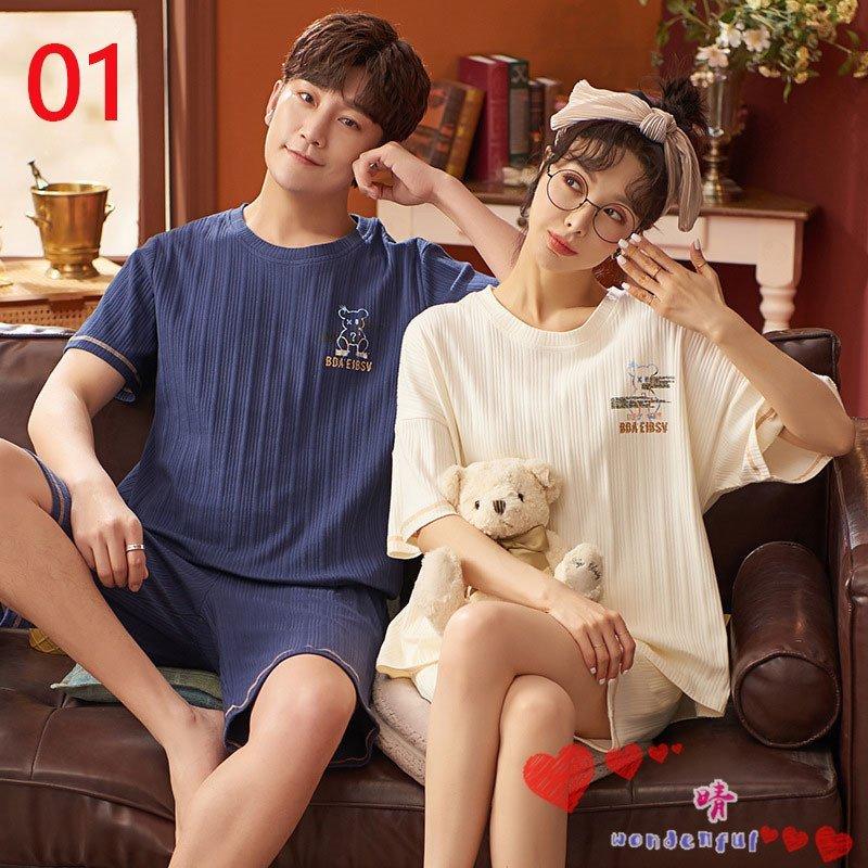税込 下着 靴下 部屋着 ペアパジャマ カップルパジャマ 春夏 パジャマ パジャマ 夏 半袖 ルームウェア オシャレ ペアルック お揃い レディース メンズ カップル 上下セット ペアパジャマ 綿 コットン 大きいサイズ 寝巻き 部屋着 Www Threeriversofs Com